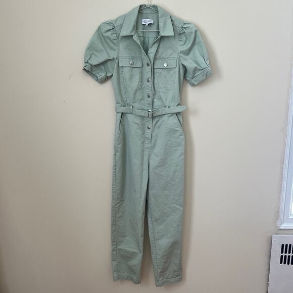 & OTHER STORIES Organic Cotton Twill Jumpsuit Seafoam Green / Light Mint Size 2 - Picture 4 of 16